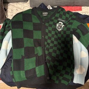 Slytherin Checkered Cardigan - Green and Black